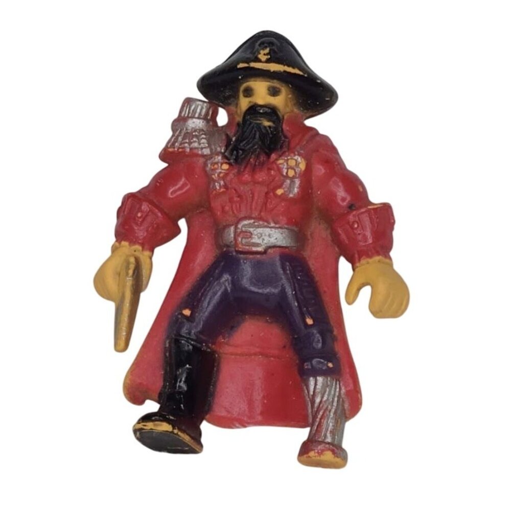 VTG 1980s Pirate Captain Mini PVC Figure 2.5" Cake Topper Black Beard Peg Leg